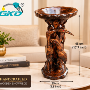 GKD Handcrafted Durable Wooden Bird Bath Sculpture